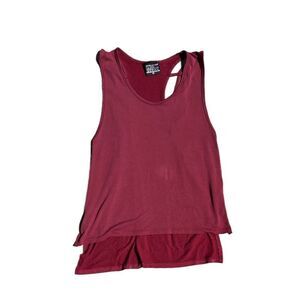 EVOLUTION AND CREATION ACTIVE Burgundy Tank Top W/Back Cut Outs Size XS